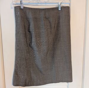 Ann Taylor Size 8 Mid Skirt Black Gray Plaid  Wool Lined Small Hole